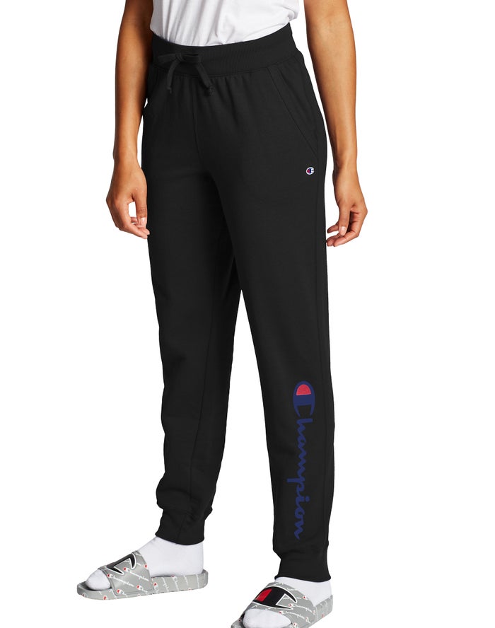 Champion Joggingbroek Dames - Zwart - Powerblend Fleece Script Logo ( 382659-OZK )